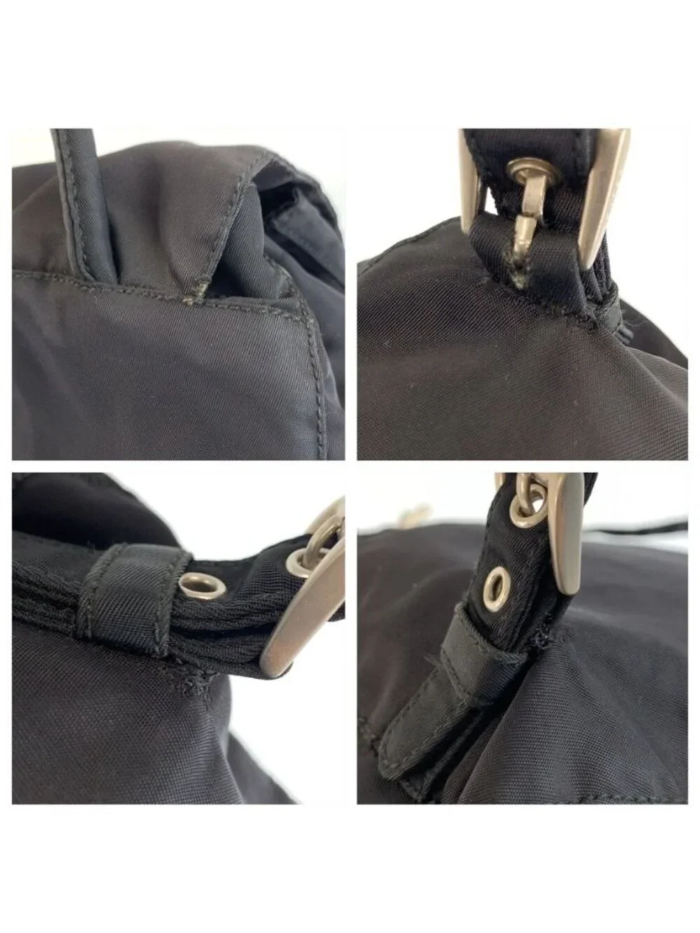 Prada Tessuto Black Silver Nylon Backpack